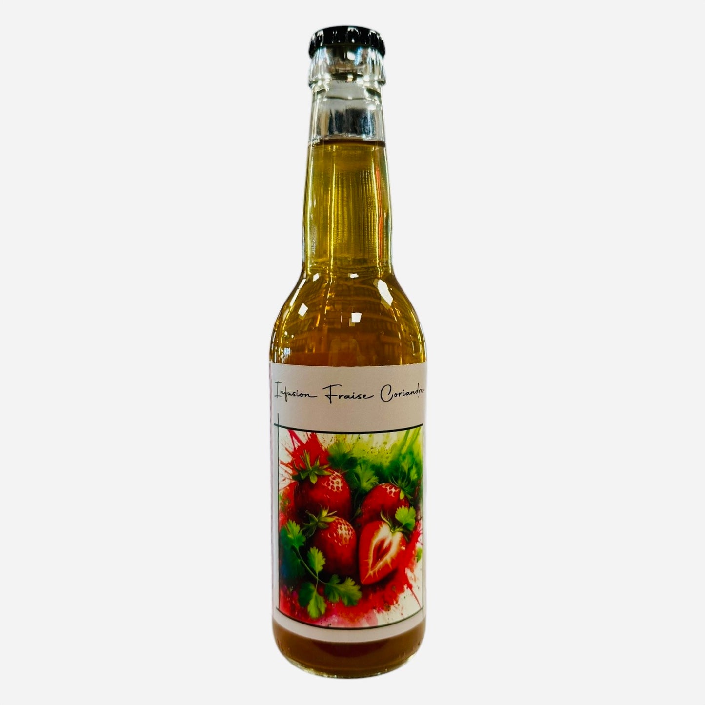 Infusion de thé glacé fraise et coriandre