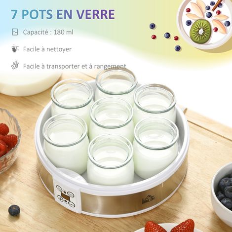 Homcom – Yaourtière électrique 7 pots en verre 180ml