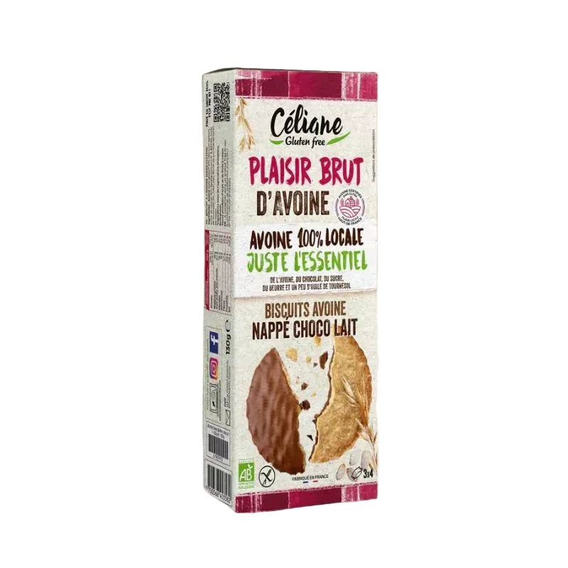 Biscuits avoine bio nappé chocolat lait sans gluten - par 2