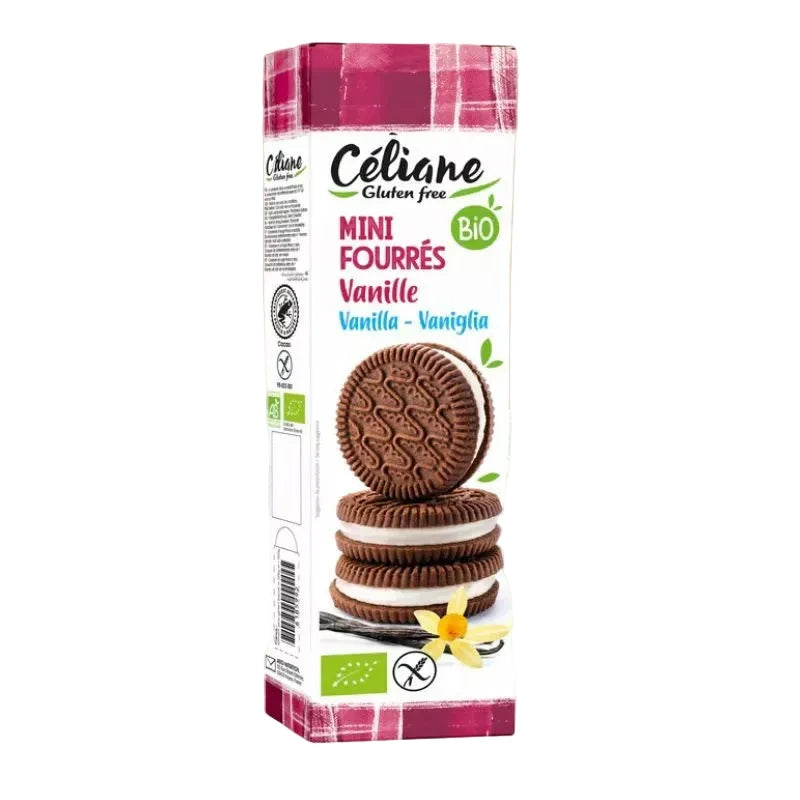 Biscuits mini fourrés à la vanille bio, sans gluten et sans lait - par 2