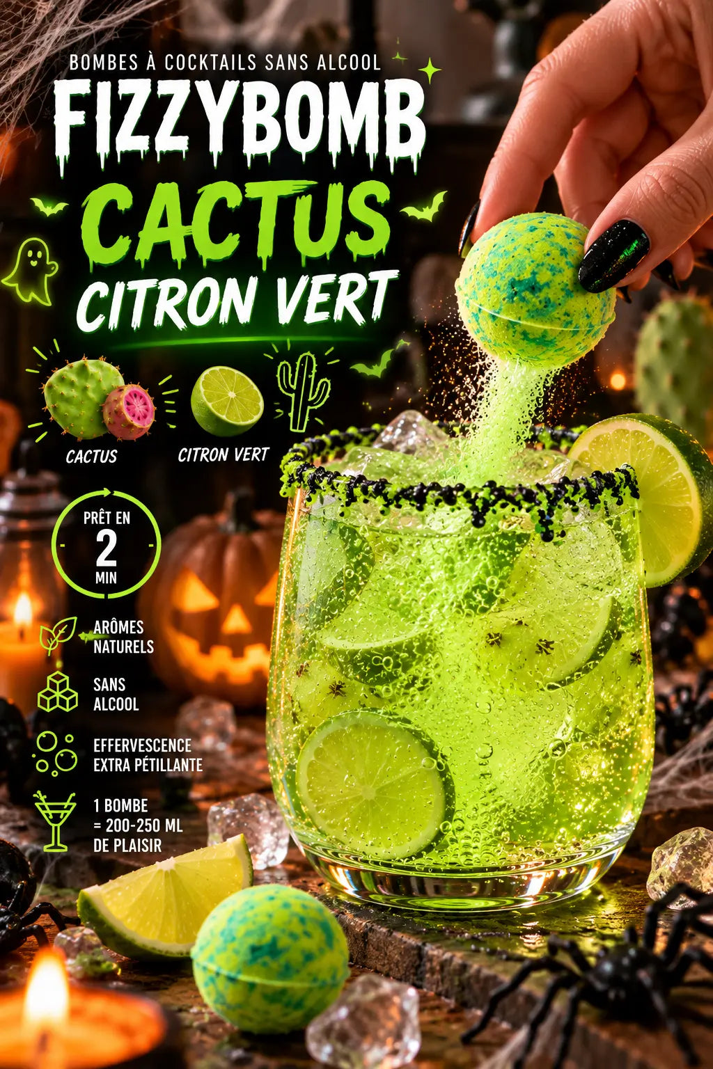 Bombe à cocktail sans alcool KIWI – CACTUS – CITRON VERT