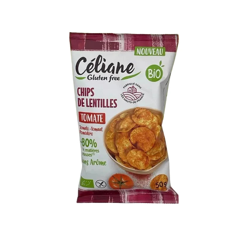 Chips de lentilles sans gluten et bio à la tomate - par 2