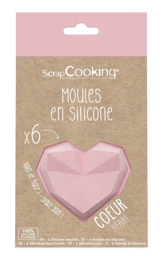 6 moules silicone individuels Cœur diamant
