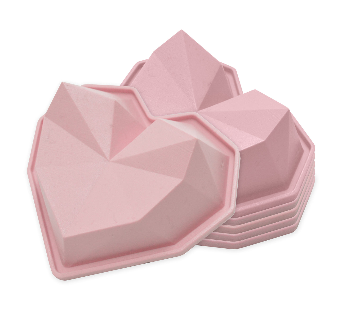 6 moules silicone individuels Cœur diamant