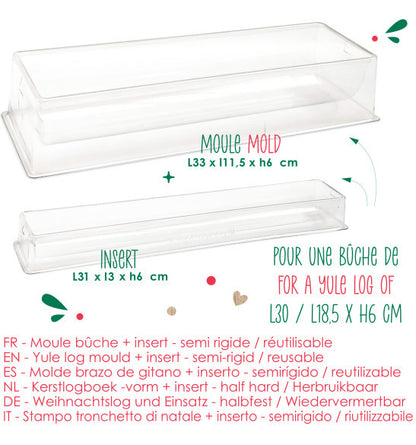 Coffret Bûche de Noël 30 cm - Moule, insert & support