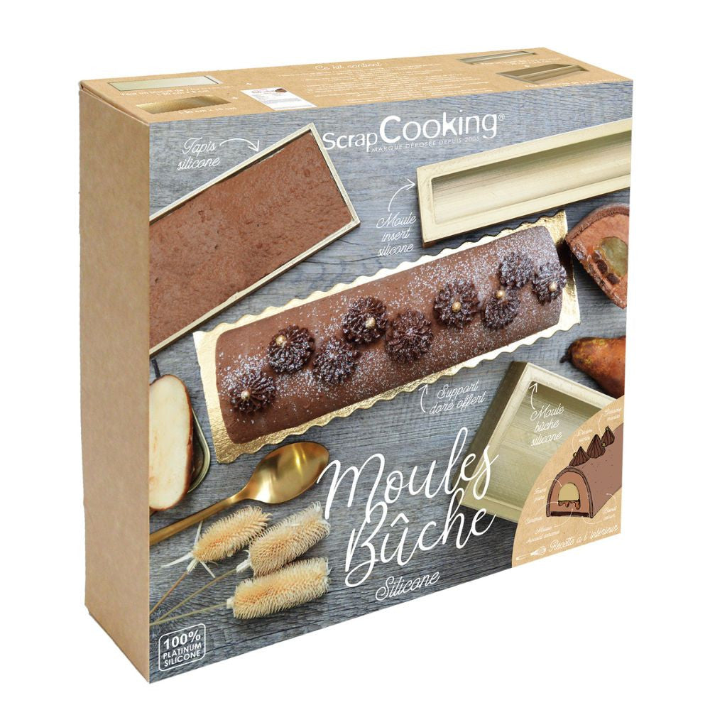 Coffret bûche de Noël - Moules, insert, tapis & recettes