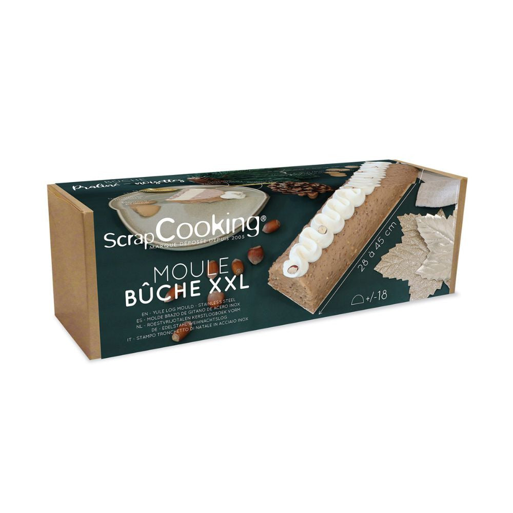 Coffret Bûche de Noël XXL - Moule Inox & feuilles rhodoïd