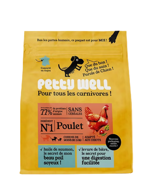 Croquettes Chien Poulet Sans Céréales Ajoutées, Légumes Toutes Tailles - 1kg