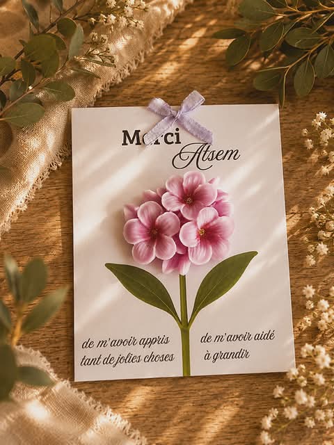 Carte remerciement fleurie