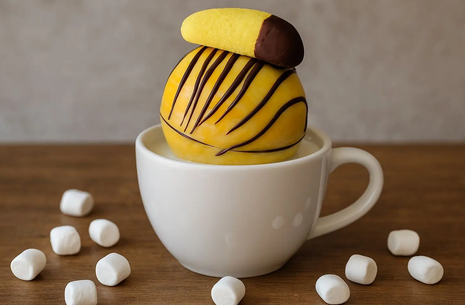 Bombe de chocolat chaud garnie de guimauves – Saveur Banane