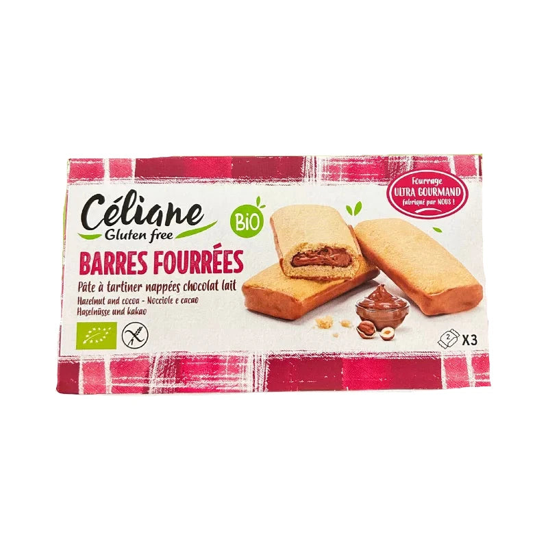Barres sans gluten et bio fourrées à la pâte à tartiner - par 2