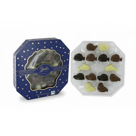 Figurines chocolat belge praliné thème Océan – boîte 195g