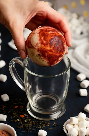 Bombe de chocolat chaud garnie de guimauves – Saveur Chai Latte