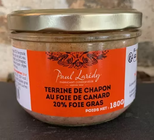 Terrine de Chapon au foie de canard, 20% foie gras - 90 ou 180g