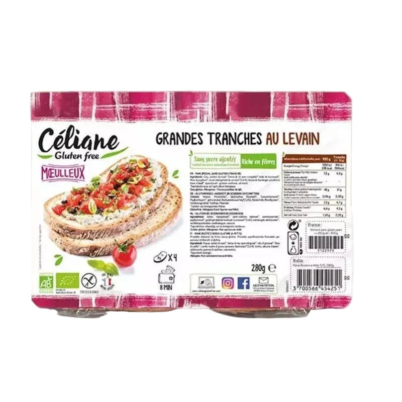 Grandes tranches de pain au levain sans gluten - par 2