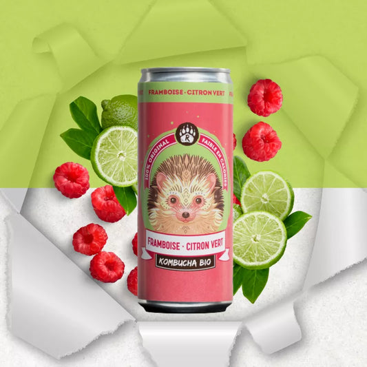 Kombucha bio sans gluten framboise et citron vert -  par 2
