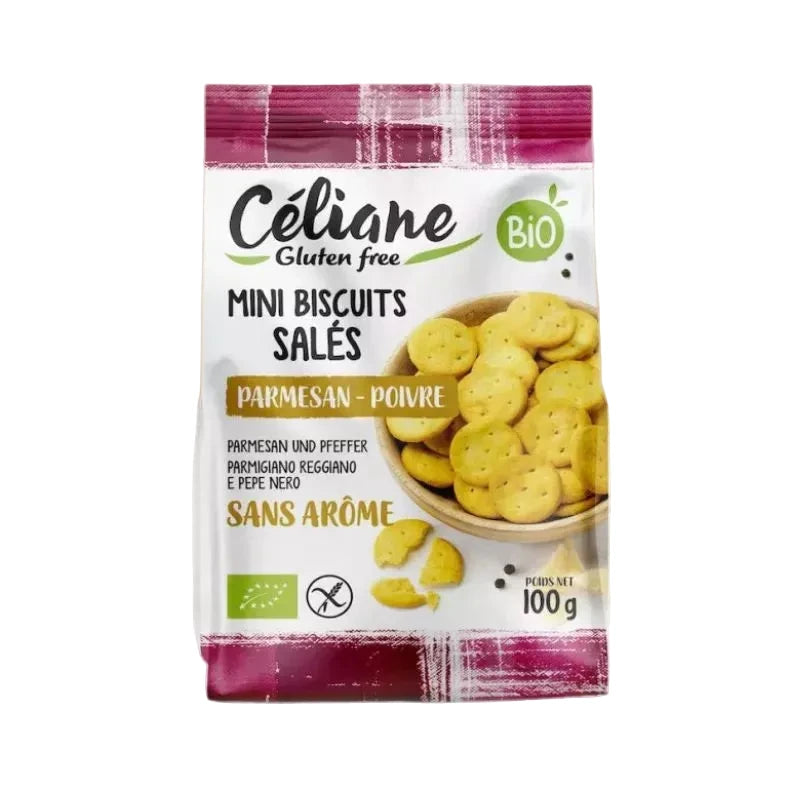 Mini biscuits salés sans gluten au parmesan AOP et au poivre - par 2