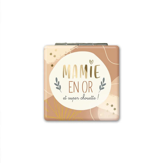 Miroir de poche Mamie en or