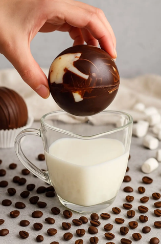Bombe de chocolat chaud garnie de guimauves – Saveur Moka