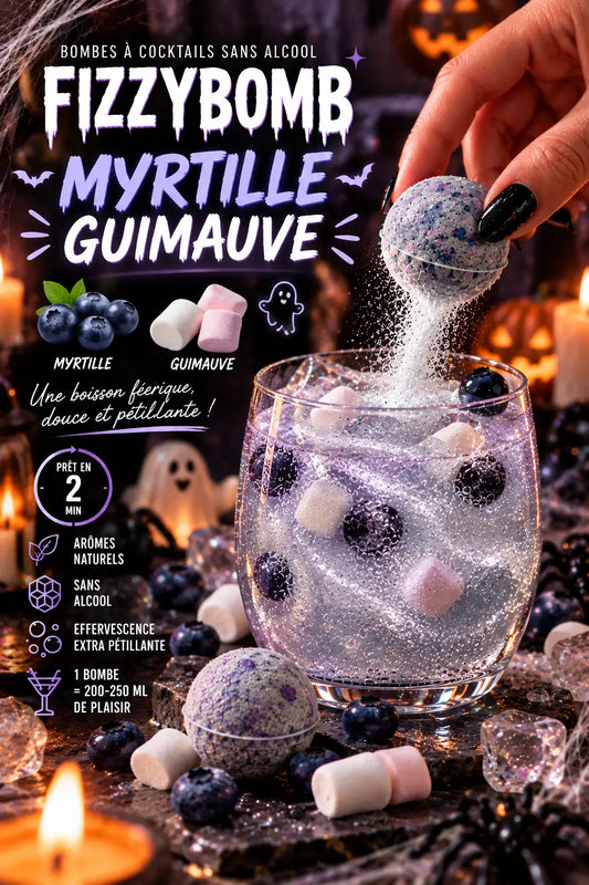 Bombe à cocktail sans alcool MYRTILLE – GUIMAUVE