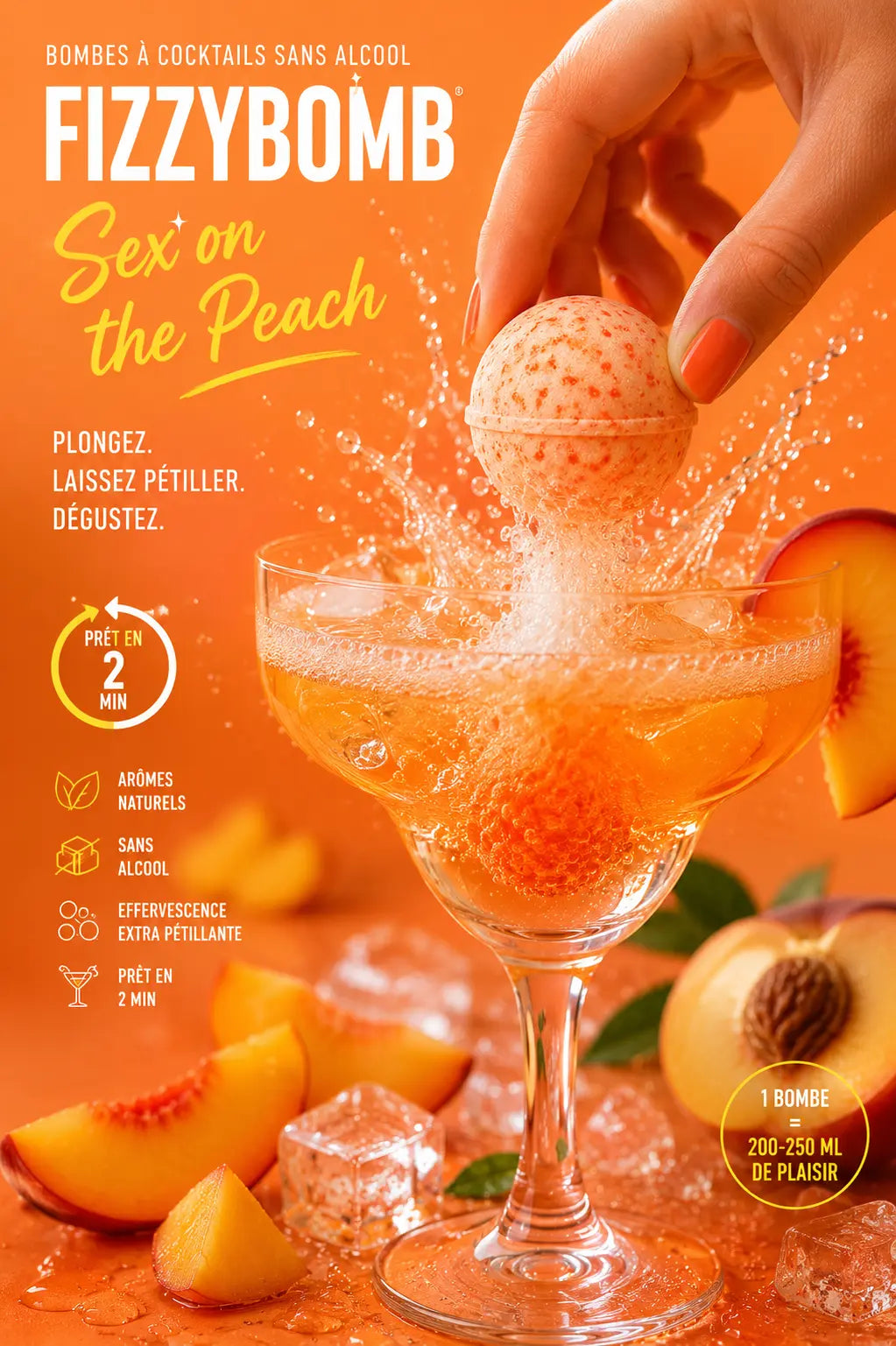 Bombe à cocktail sans alcool ananas , pêche